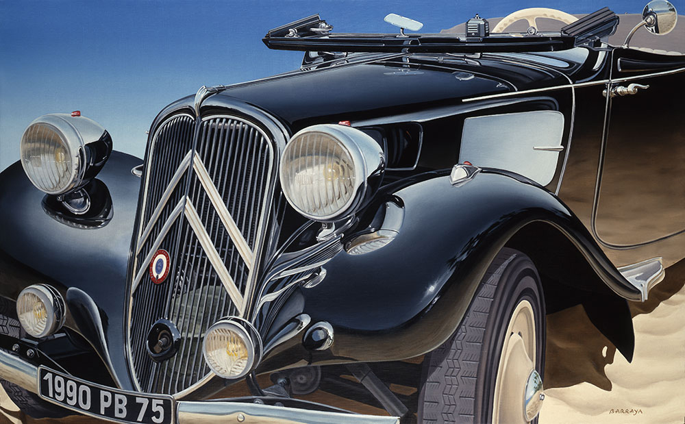 peinture d'auto-portrait Traction 15 cv