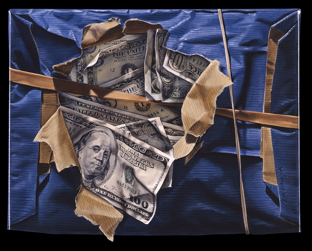 peinture liquide : D, comme dollars.